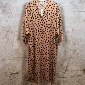 NWT Women’s Plus Size Drop Sleeves Kimono Style Shirt Dress Hummus Dot Size 3X